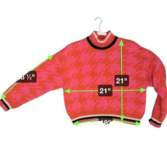 Vero Moda Alecia Crewneck Sweater Women's Size XL Pink Red Houndstooth - Picture 9 of 9